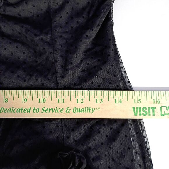 Kimchi Blue Black Swiss Dot Overlay Mini Dress Rosettes M Whimsy Fairy Goth - Picture 10 of 12